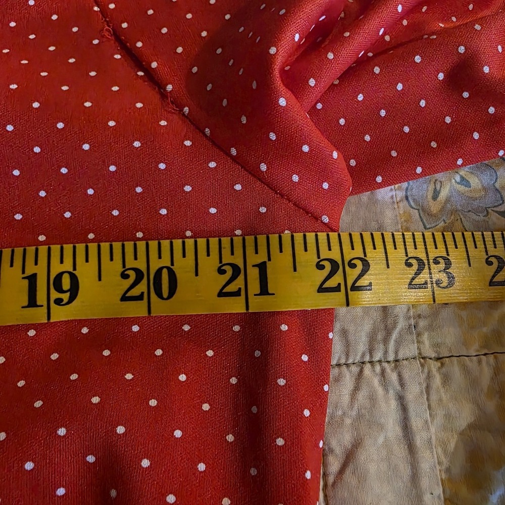 Vtg 70s Rhapsody Glazier Chicago Red Polka Dot Blouse Lace Trim Ruffle Cuff M - Picture 5 of 7